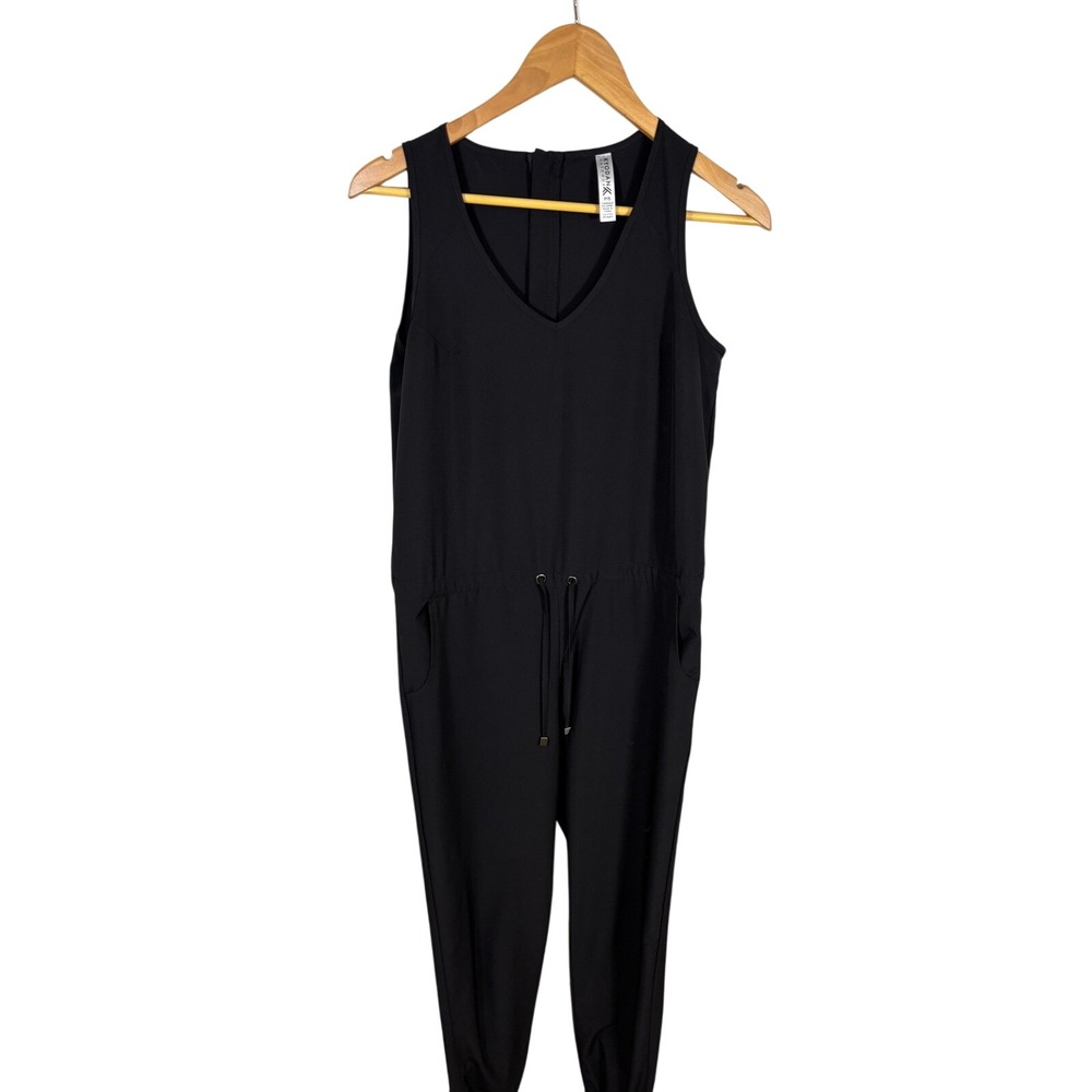 Kyodan Outdoor Black Sleeveless V Neck Drawstring Waist Jumpsuit Sz P/S‎